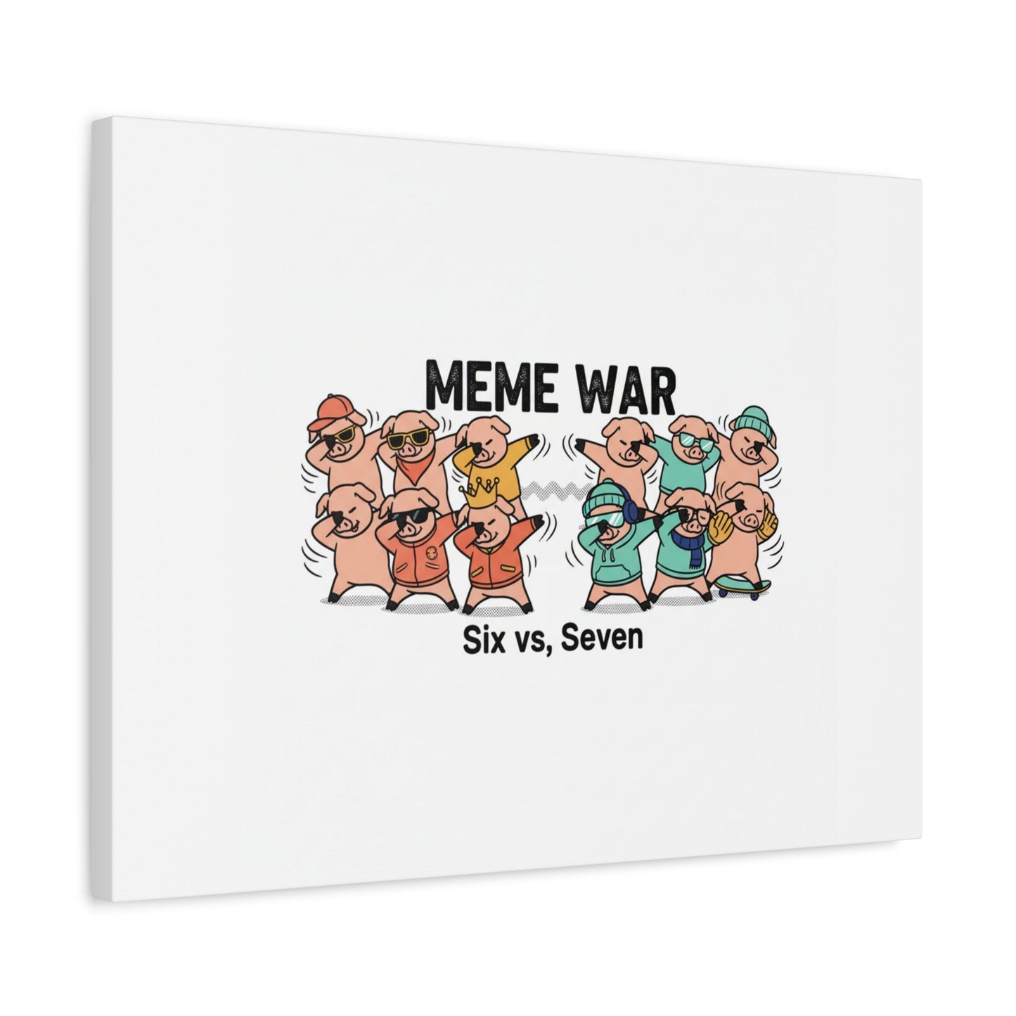 Meme War: Six vs. Seven Canvas Wall Art