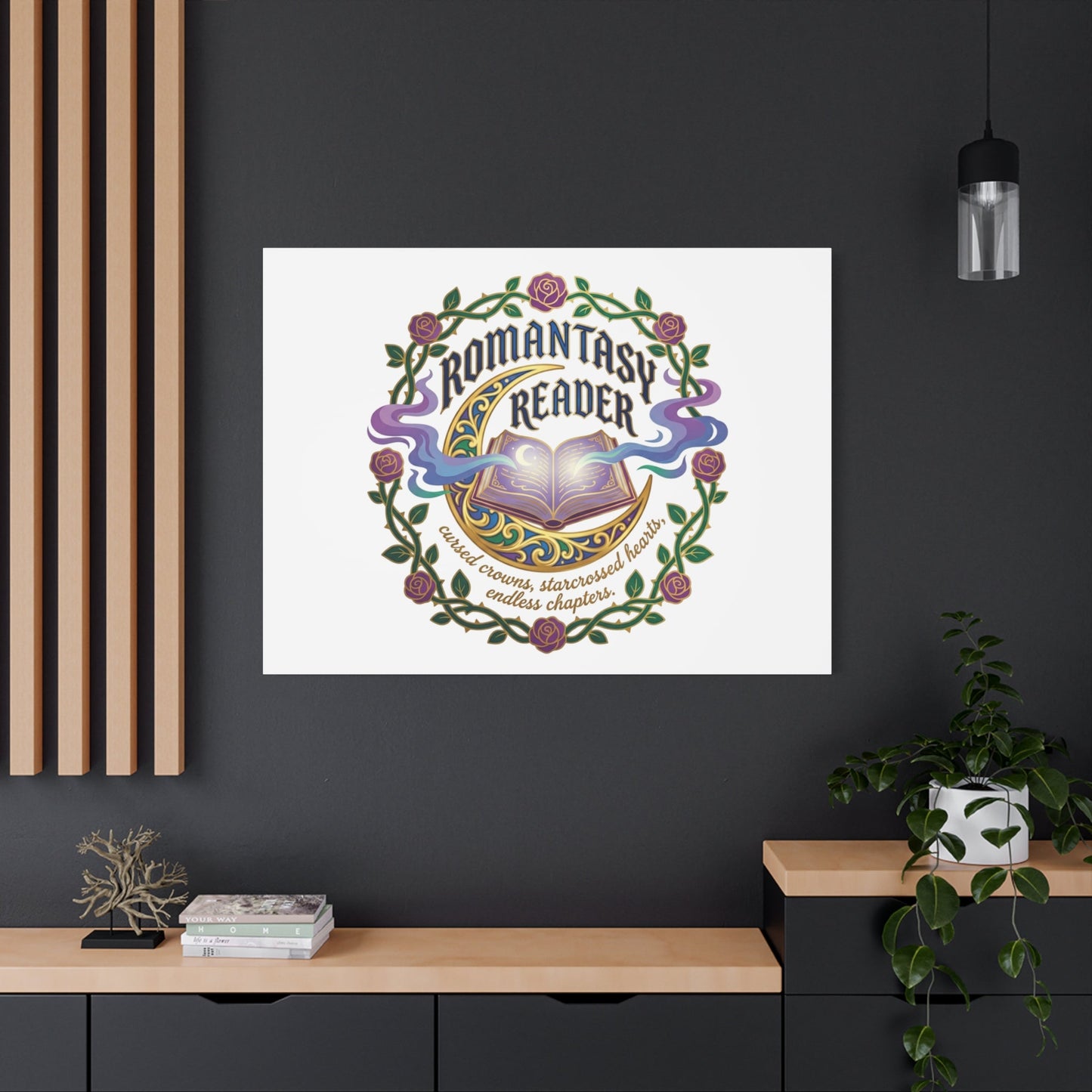 Romantasy Reader Canvas Print | enchanted bookish celestial gothic