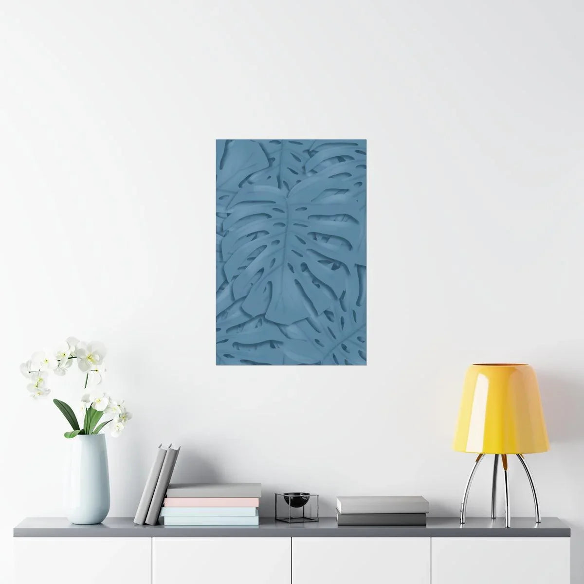 Cerulean Monstera Botanical Print – Unframed Wall Art