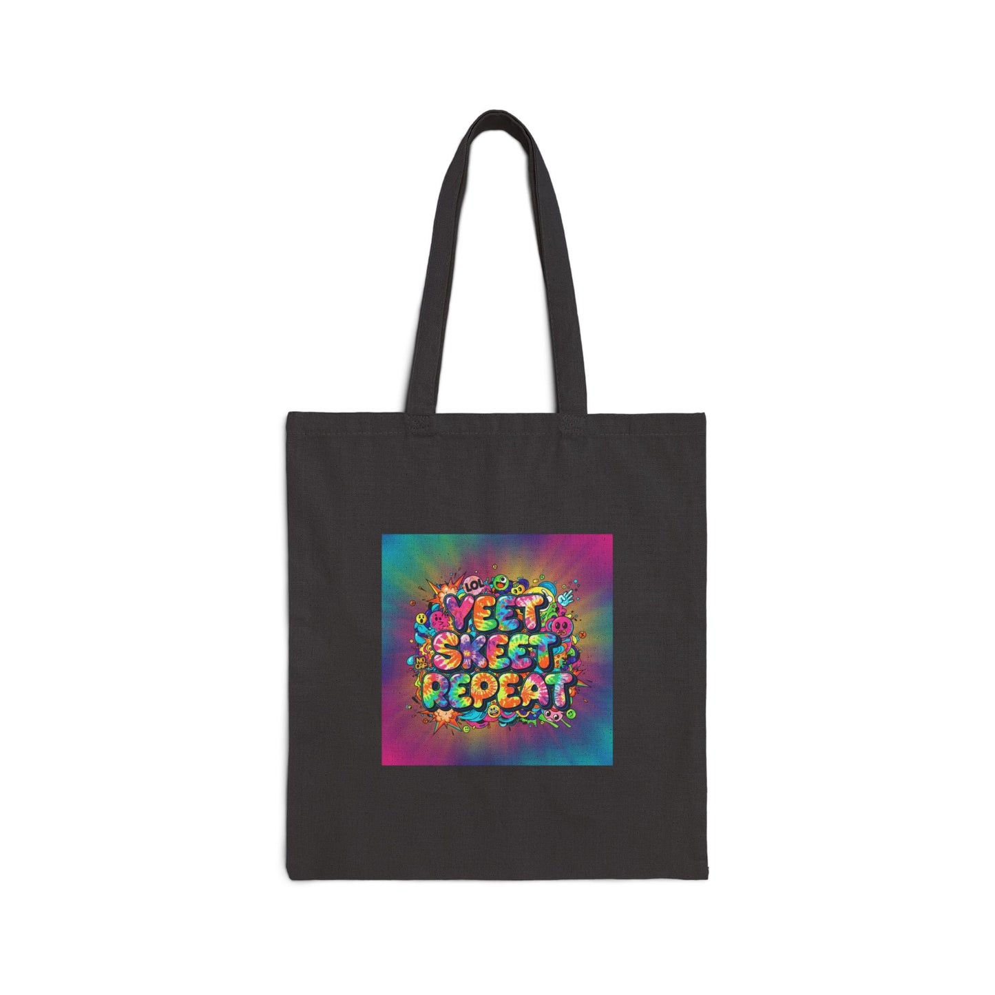 Yeet Sleep Repeat Tote | Slogan & Glitch Graphic, Meme Phrase Canvas