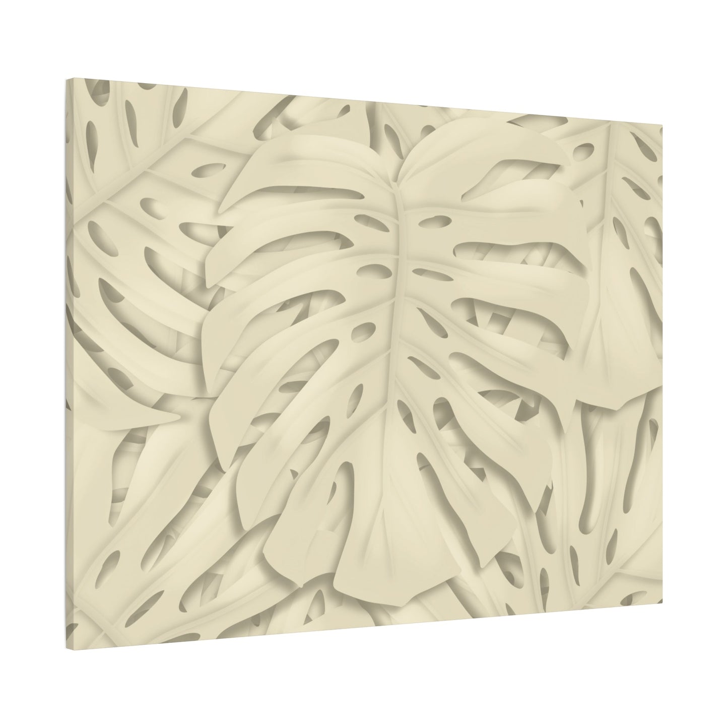 Beige Monstera Canvas Print – Botanical Wall Art