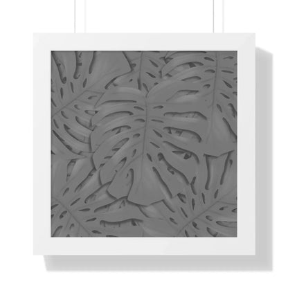 Grey Monstera Framed Print – Botanical Wall Art