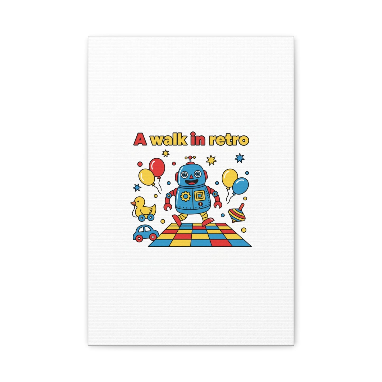 Retro Toy Robot Canvas | Throwback Kid, Primary Color Nostalgia