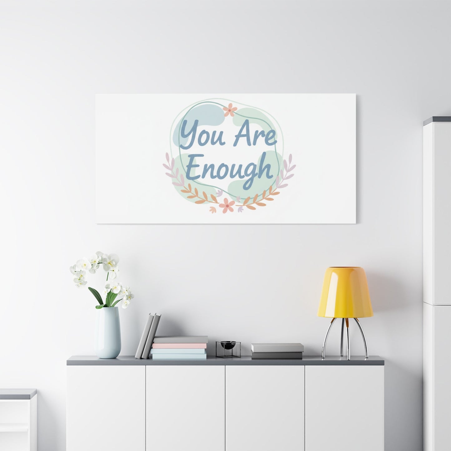 You Are Enough Canvas, Mental Health Art | Supportive Affirmation Wall Decor
