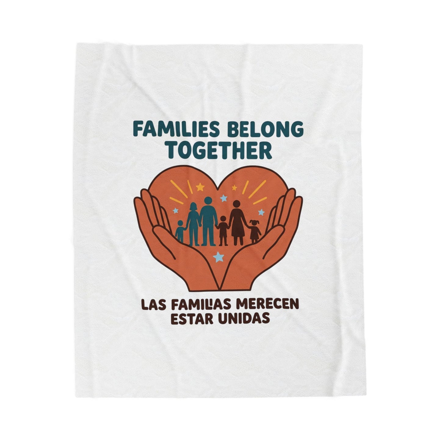 Families Belong Together Velveteen Blanket | family unity, bilingual solidarity