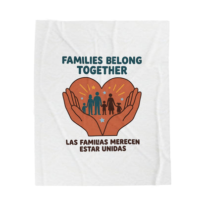 Families Belong Together Velveteen Blanket | family unity, bilingual solidarity