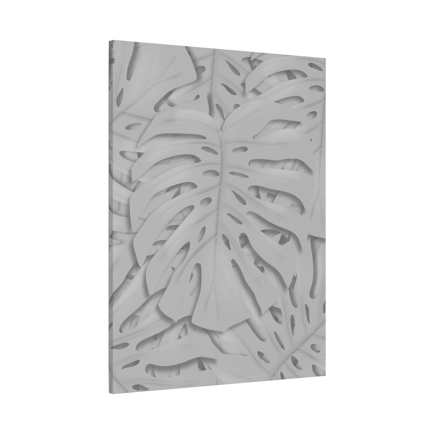Soft Grey Monstera Canvas Print – Botanical Wall Art