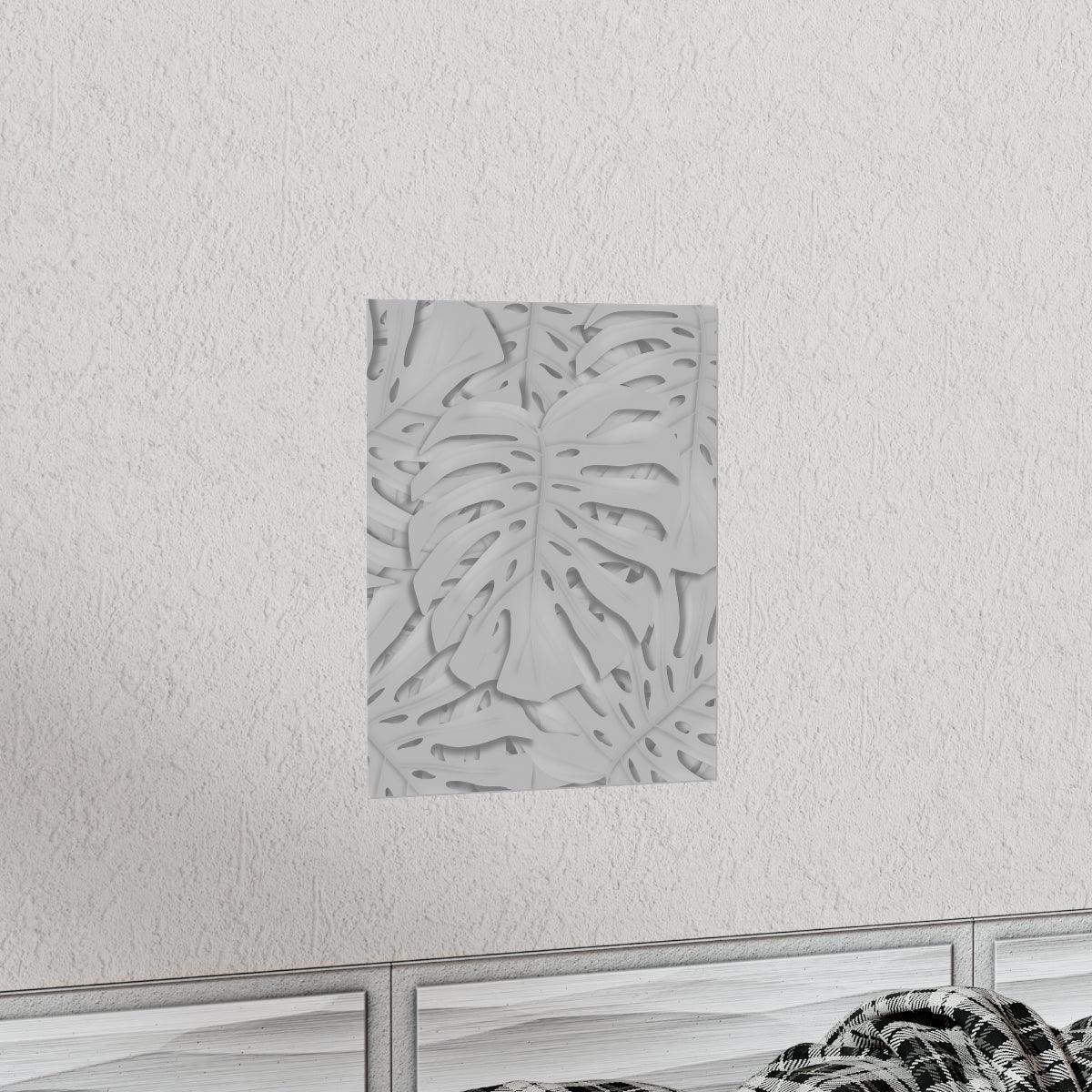 Soft Grey Monstera Botanical Print – Unframed Wall Art