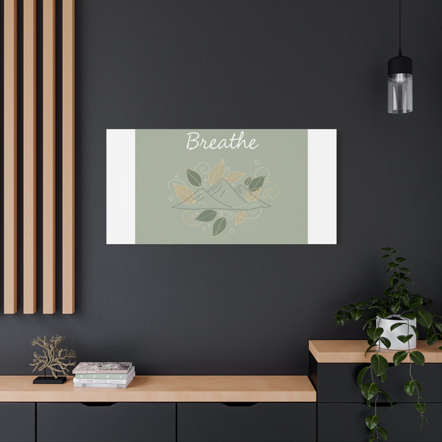 Breathe Mountain Line Canvas | Nature Symbols, Minimal Forest Wall Art