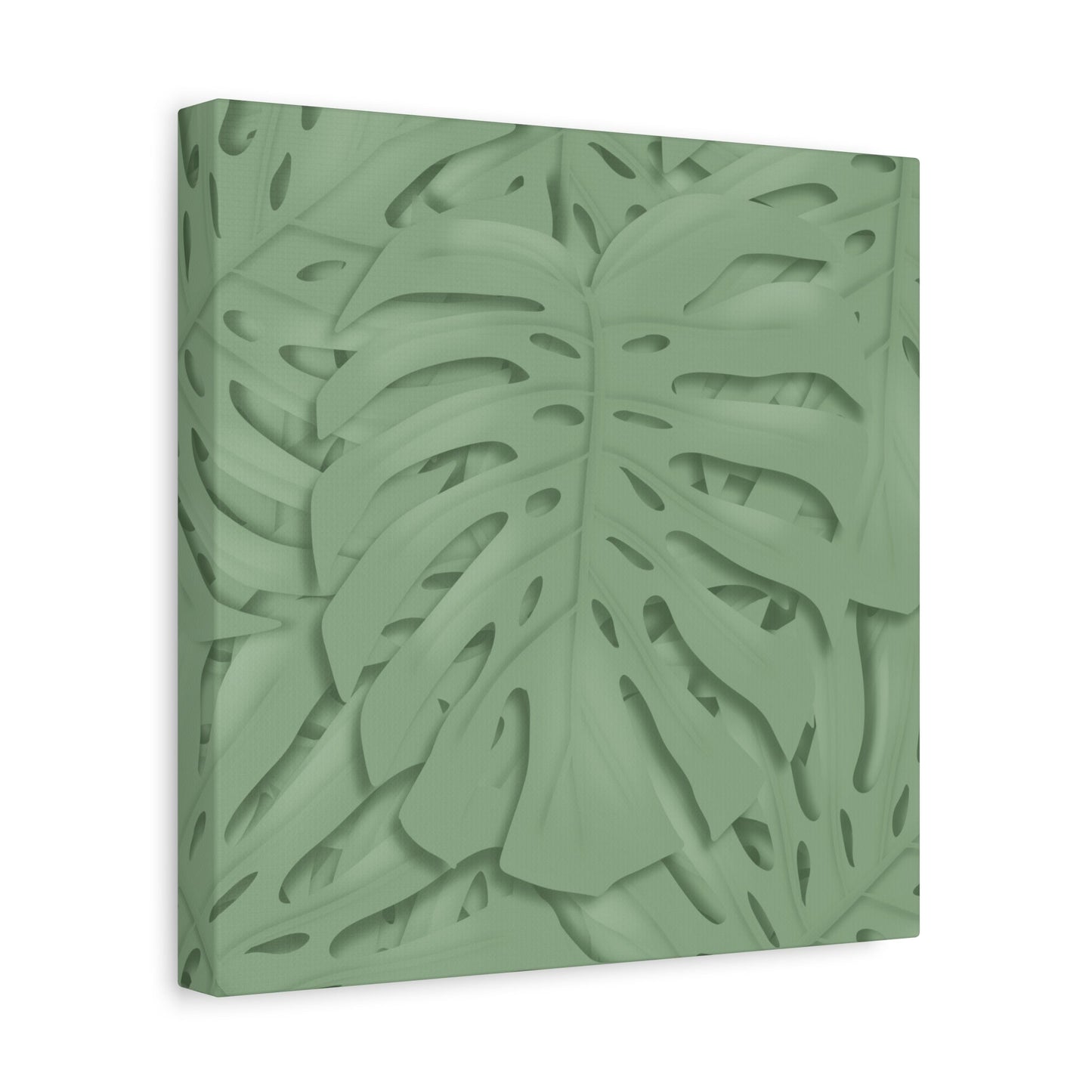 Sage Green Monstera Canvas Print – Botanical Wall Art