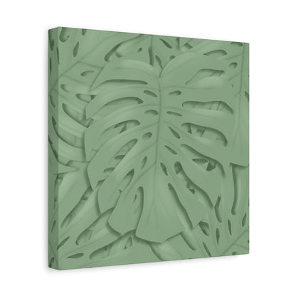 Sage Green Monstera Canvas Print – Botanical Wall Art