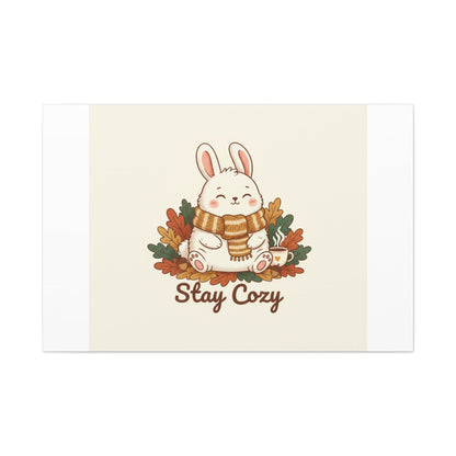 Cozy Bunny Illustration Canvas | Cute Critter Winter Forest Art