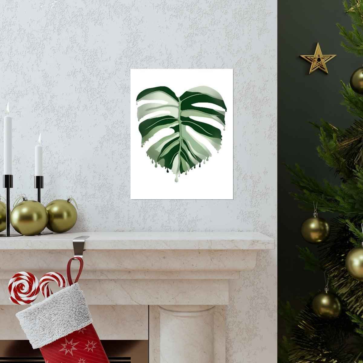 Melting Monstera Albo Botanical Print – Unframed Wall Art