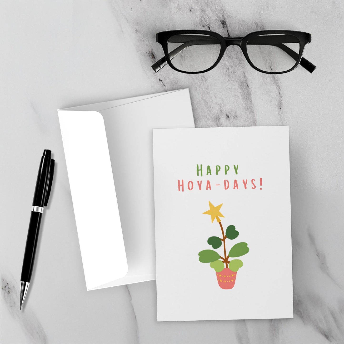 Hoya Holiday Greeting Card – Botanical Design Blank Inside