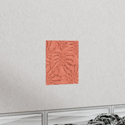 Coral Monstera Botanical Print – Unframed Wall Art