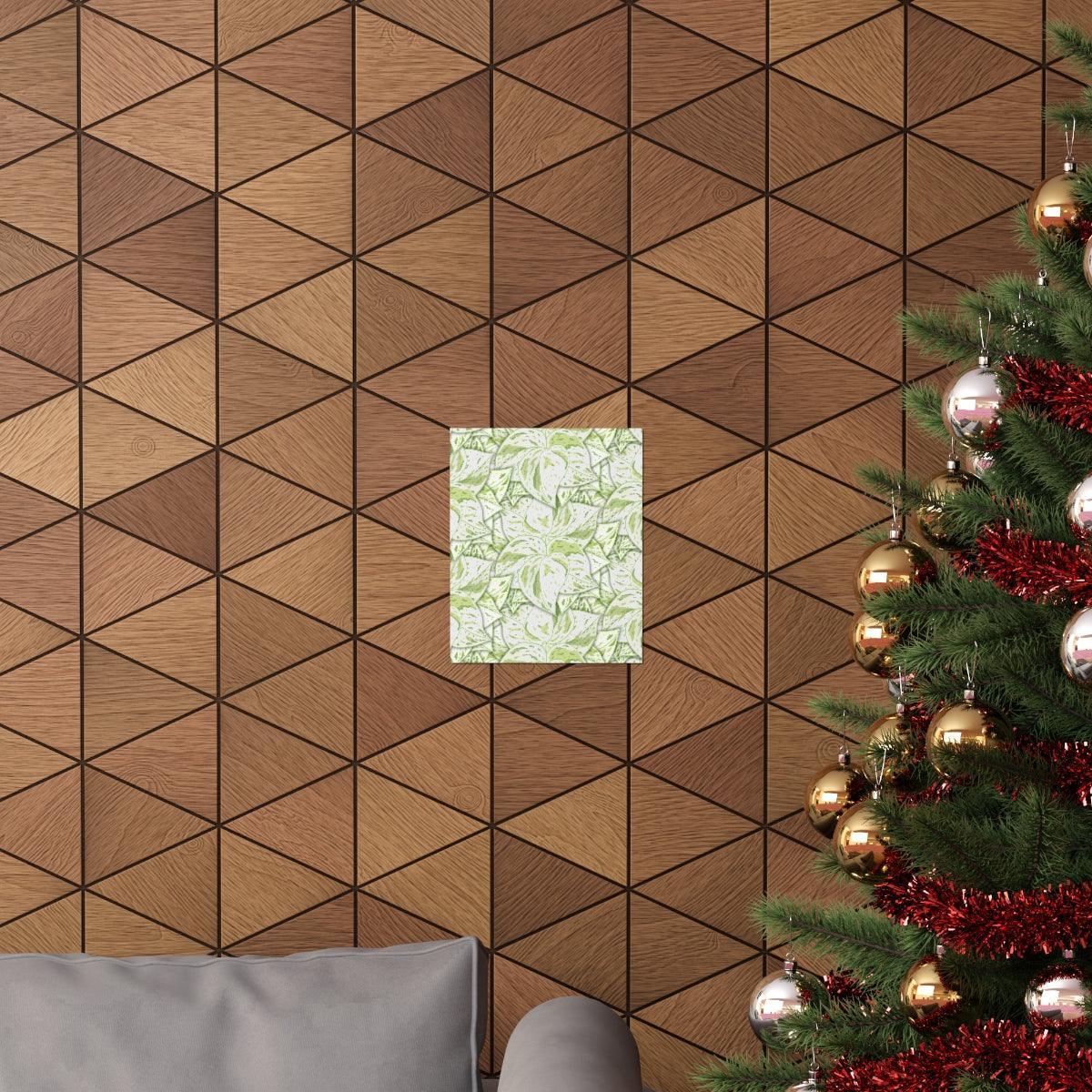 Snow Queen Pothos Pattern Botanical Print – Unframed Wall Art