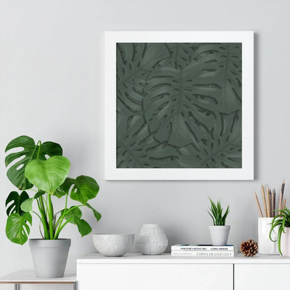 Deep Green Monstera Framed Print – Botanical Wall Art