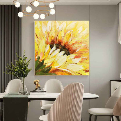 Hand-Painted Oil Painting On Canvas Abstract Sunflower Flowers Painting Modern Wall Art Landscape Painting Living Room Home Office Decor Frameless