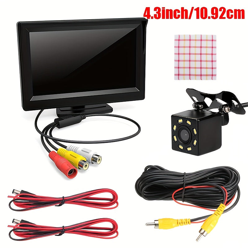 8LED Night Vision Reversing Camera HD 4.3 Inch Monitor Wide Angle Parking System for Multi Vehicle Safety Backup
