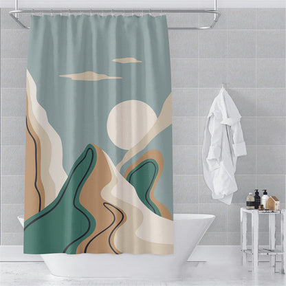 Morandi Abstract Art Shower Curtain - Luxury Waterproof Polyester Fabric with Muted Earth Tones for Modern Minimalist Decor