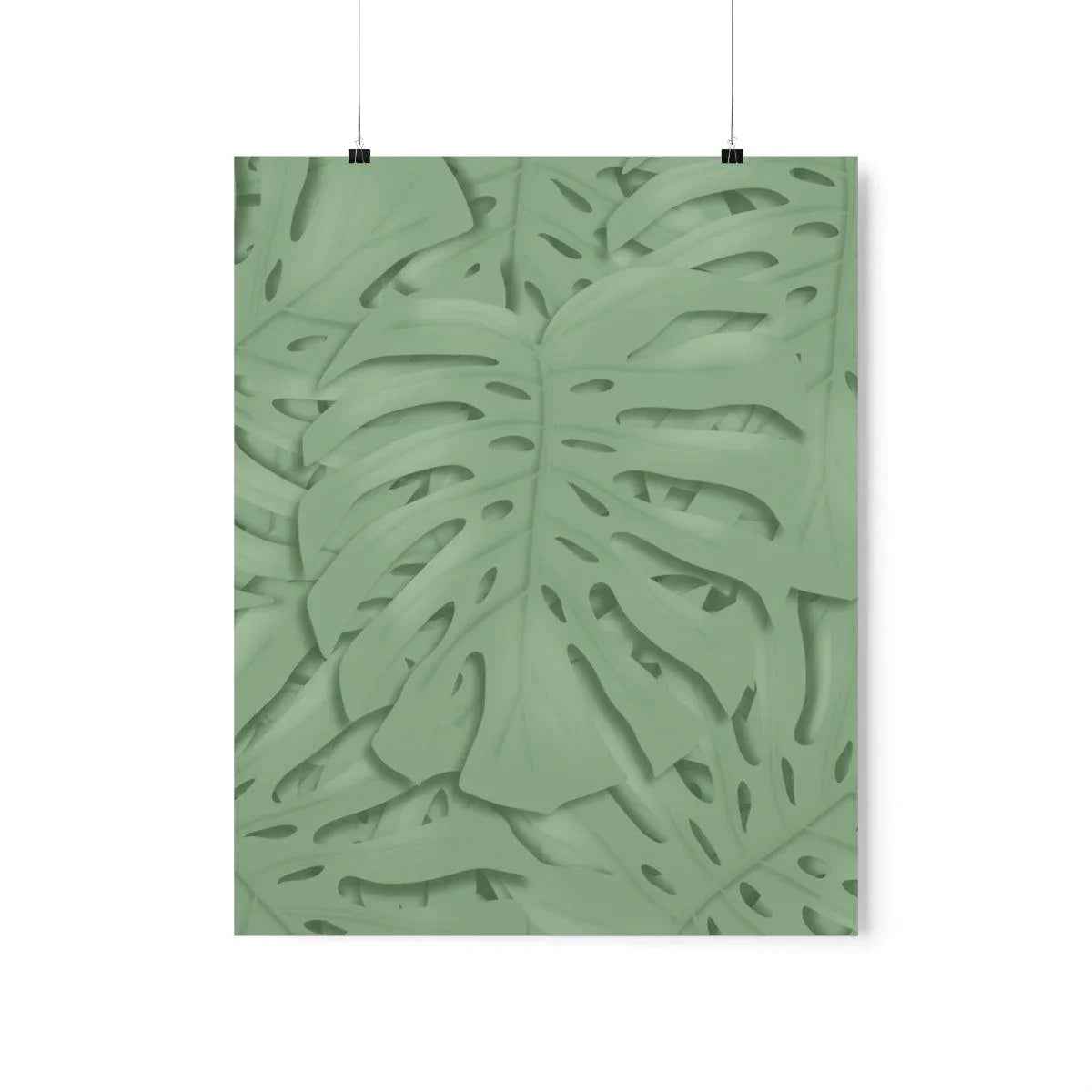 Sage Green Monstera Botanical Print – Unframed Wall Art