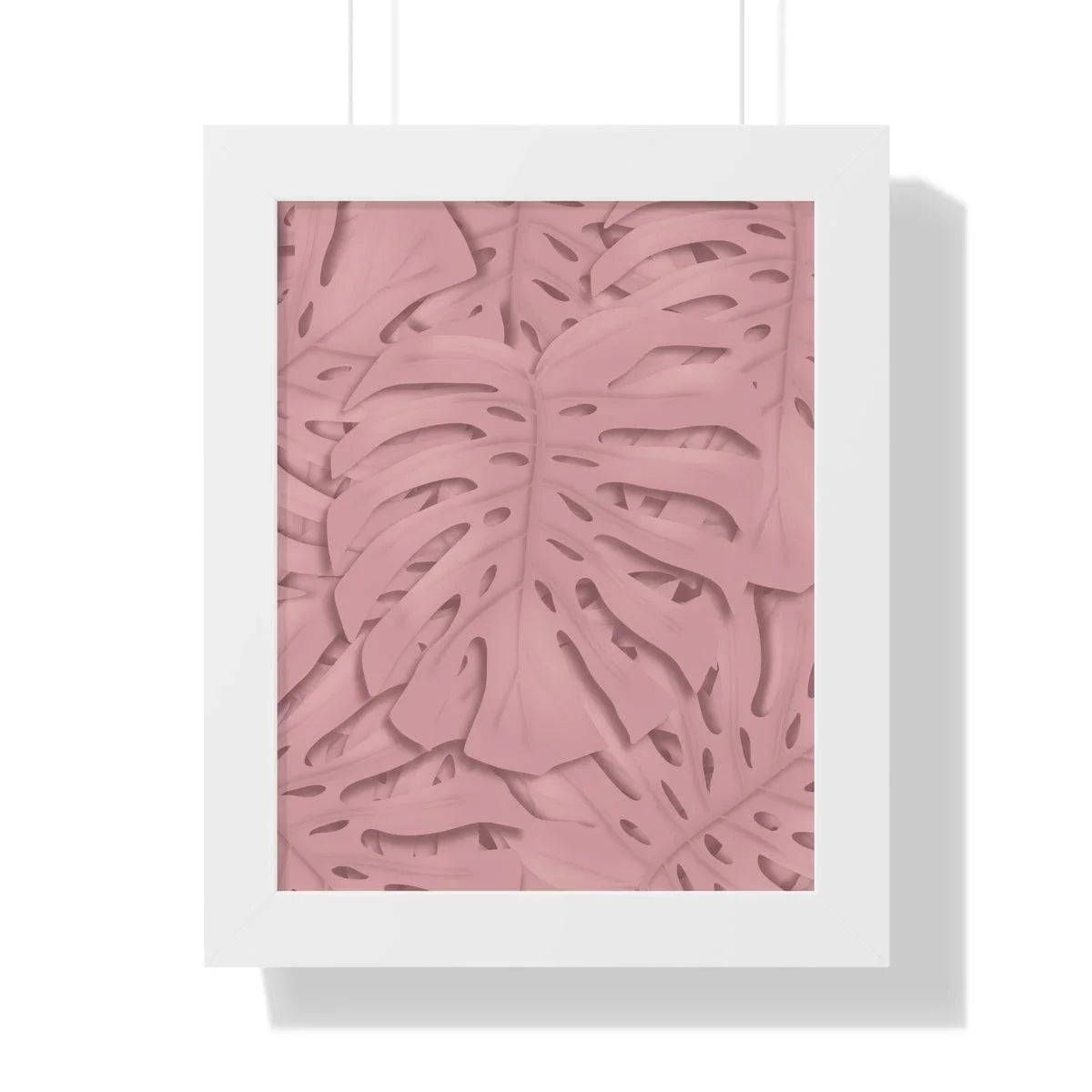 Soft Pink Monstera Framed Print – Botanical Wall Art