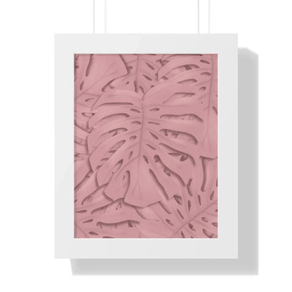 Soft Pink Monstera Framed Print – Botanical Wall Art
