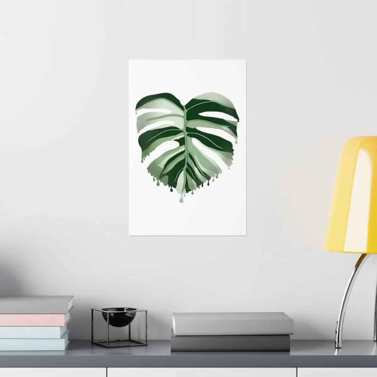 Melting Monstera Albo Botanical Print – Unframed Wall Art