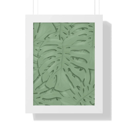 Sage Green Monstera Framed Print – Botanical Wall Art