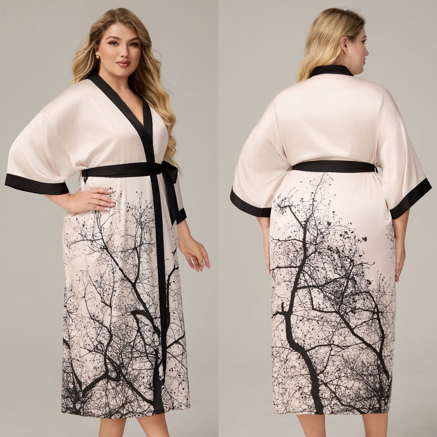 Womens Luxe Satin Robe - Lightweight Imitation Silk Loungewear & Sleepwear