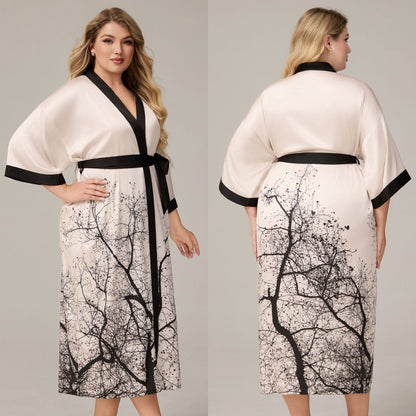 Womens Luxe Satin Robe - Lightweight Imitation Silk Loungewear & Sleepwear