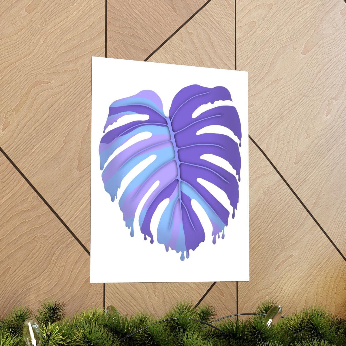 Purple Melting Monstera Botanical Print – Unframed Wall Art