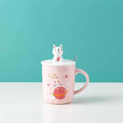 Three-dimensional Ceramic Cup With Lid Spoon