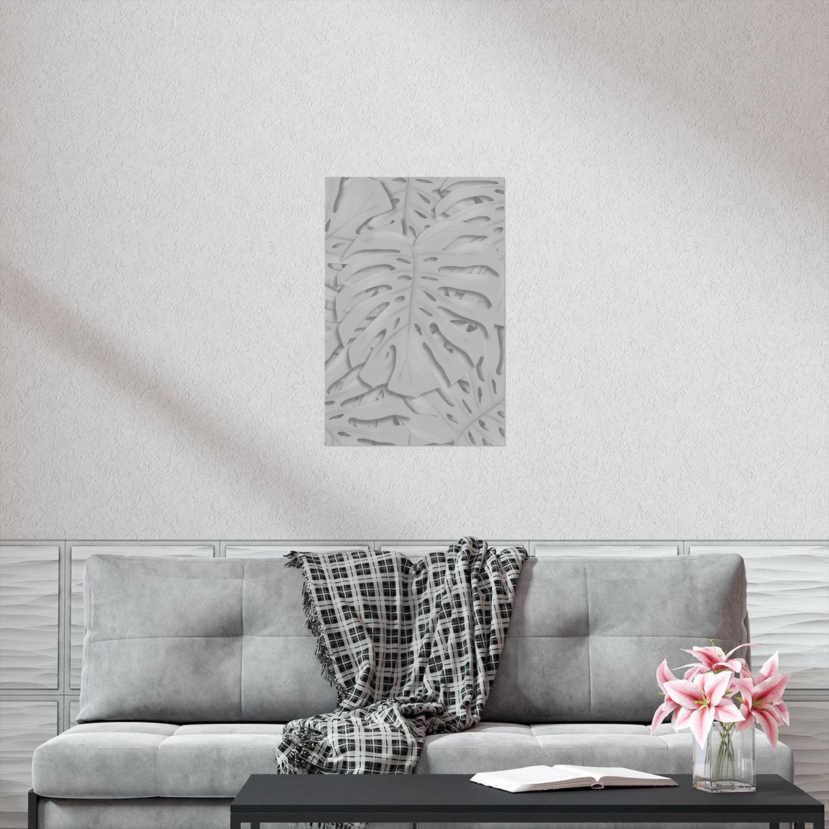 Soft Grey Monstera Botanical Print – Unframed Wall Art