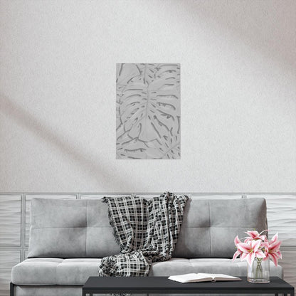 Soft Grey Monstera Botanical Print – Unframed Wall Art