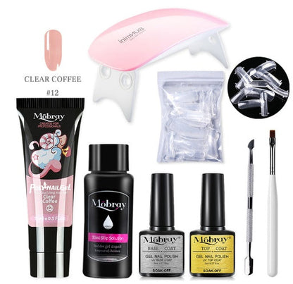 Nail Art Set Tool Extension Gel Nail Art UV Lamp Crystal Extension Gel Set Beginner Complete