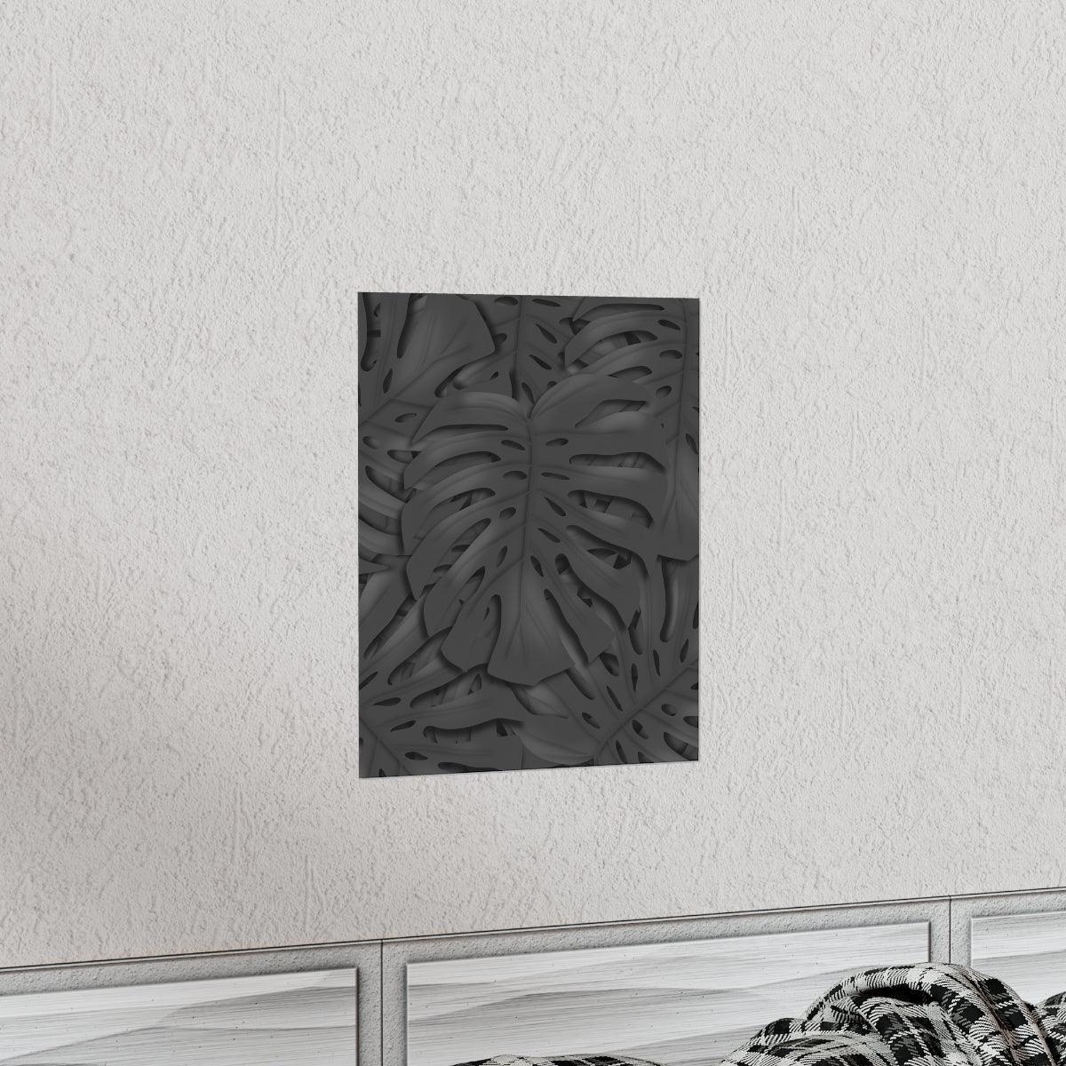 Charcoal Monstera Botanical Print – Unframed Wall Art