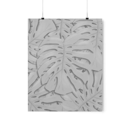 Soft Grey Monstera Botanical Print – Unframed Wall Art