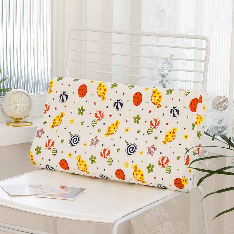 LaTeX Rebound Pillow High And Low Neck Pillow Printed Pure Cotton Children