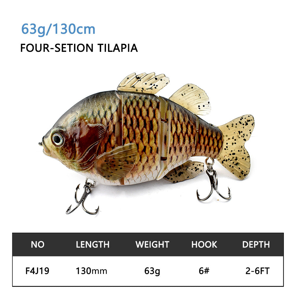 PVC Soft Tail Lure Lure Wholesale 4 Sections Tilapia Mossambica Lure More Sections Simulation Bait Freshwater Lure Fishing Bait