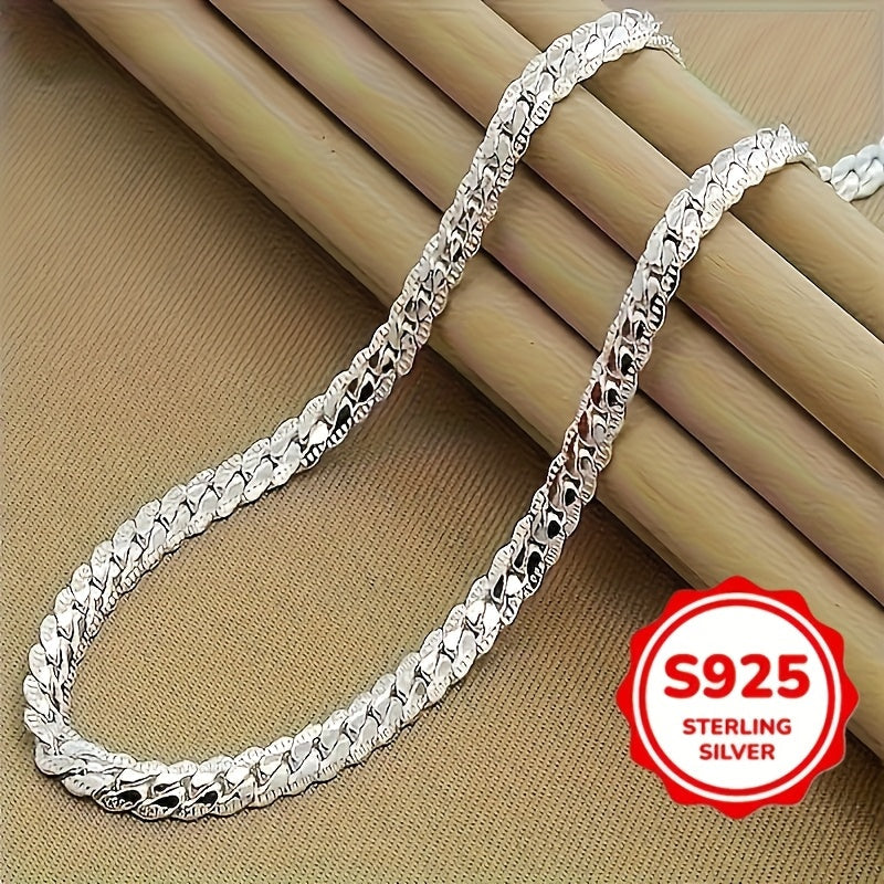 Elegant 20 inch 925 sterling 925 Silver necklace - Fashionable and luxurious design, suitable for both men and women, perfec