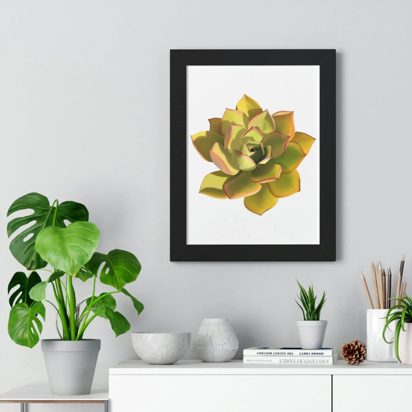 Noble Aeonium Succulent Framed Print – Botanical Wall Art