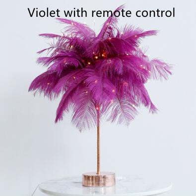 Nordic Feather Table Lamp w/ Remote Control - Dimmable LED Bedside Light