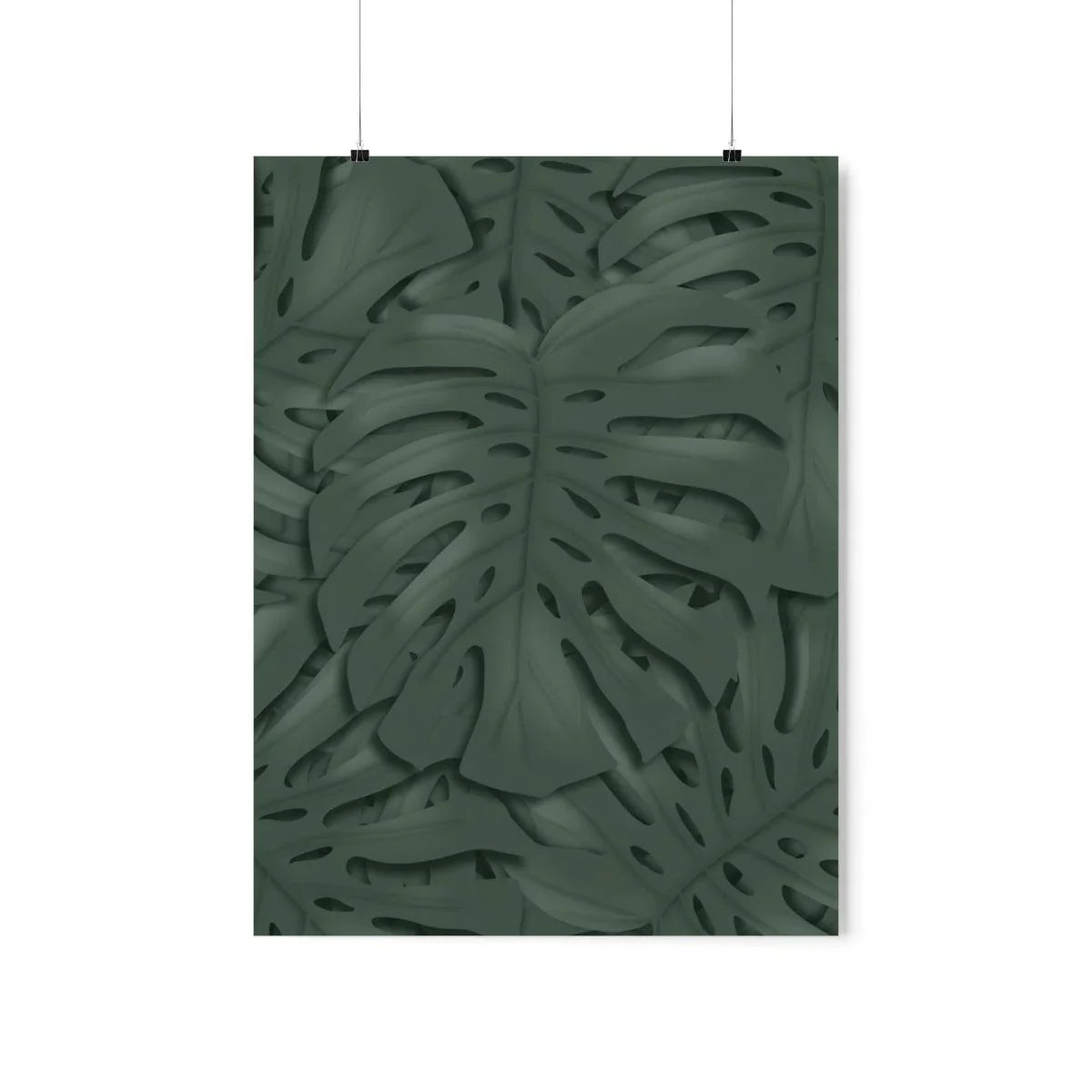 Deep Green Monstera Botanical Print – Unframed Wall Art