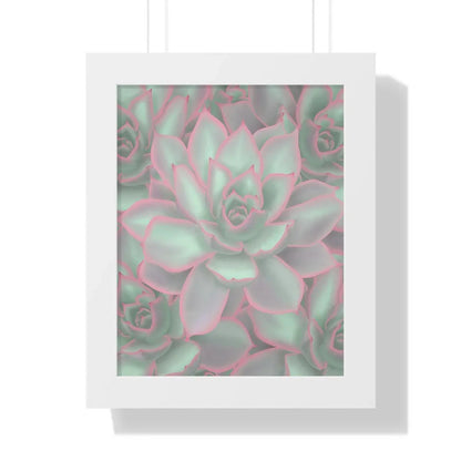 Echeveria Violet Queen Succulent Pattern Framed Print – Botanical Wall Art