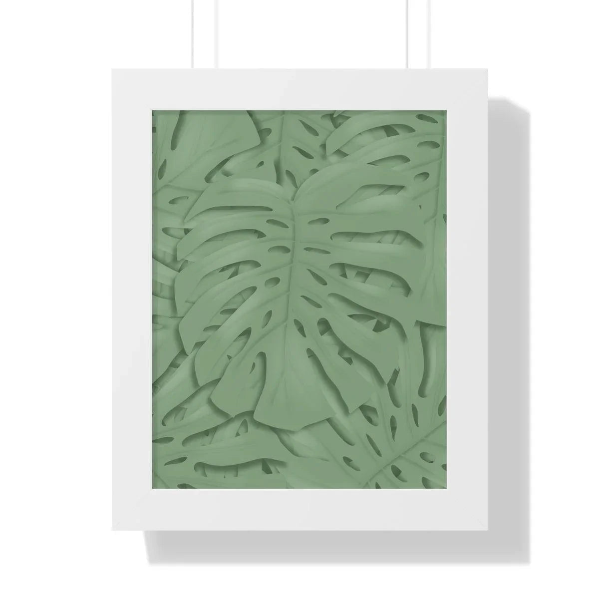 Sage Green Monstera Framed Print – Botanical Wall Art
