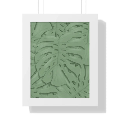 Sage Green Monstera Framed Print – Botanical Wall Art