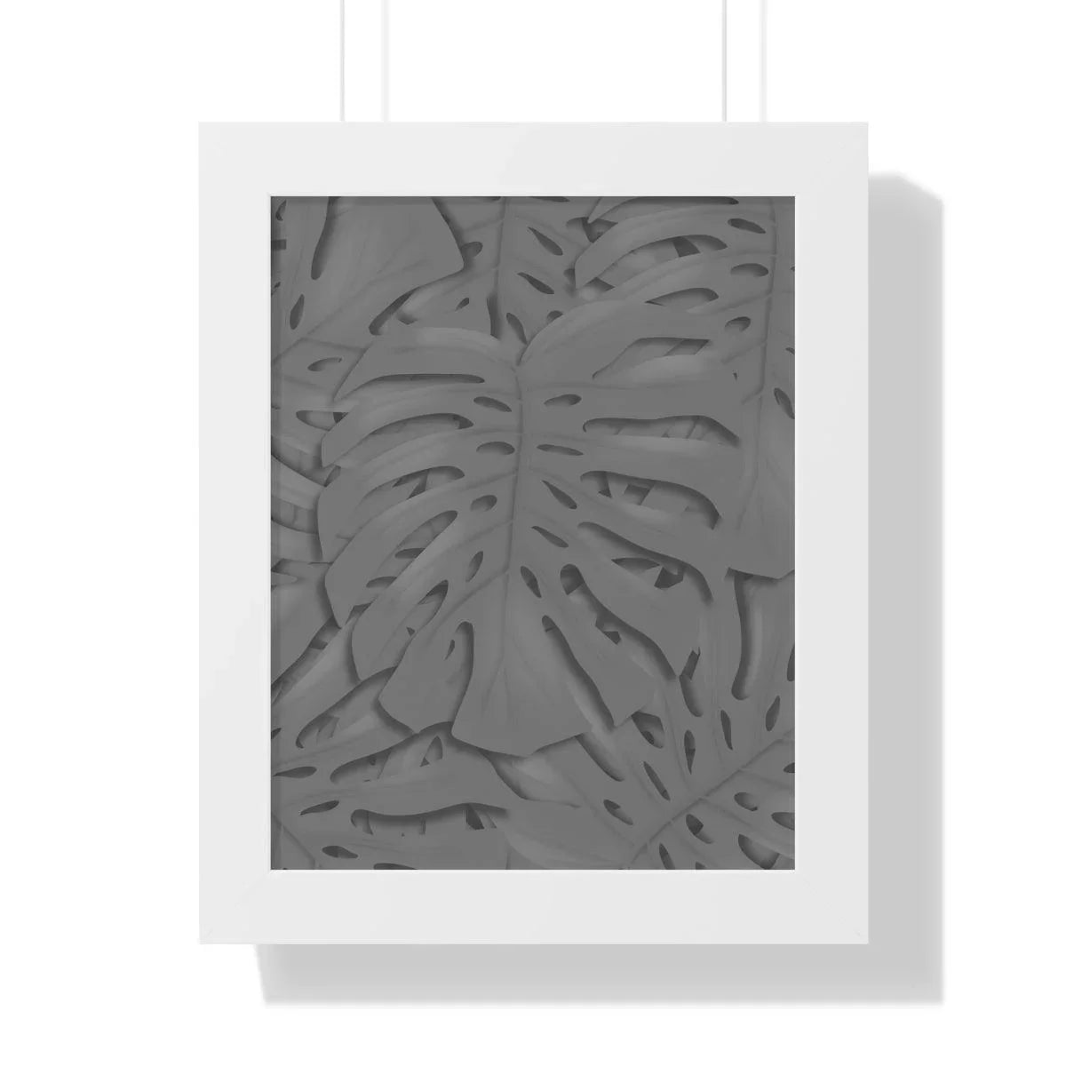 Grey Monstera Framed Print – Botanical Wall Art