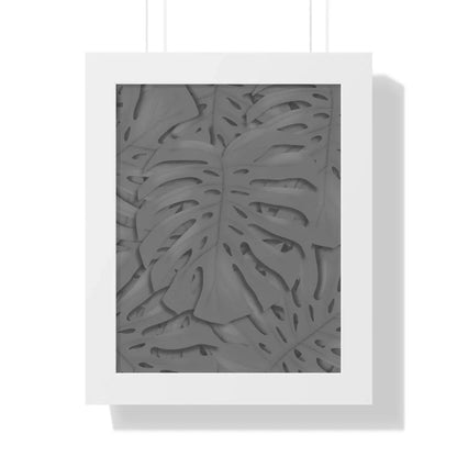 Grey Monstera Framed Print – Botanical Wall Art