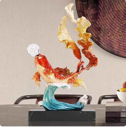 Enamel Koi Fish Leaping The Dragon Gate Ornament In New Chinese Style